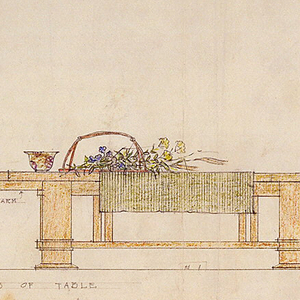 Drawing, Dining Room Table and Chairs, Henry J. Allen Residence, Wichita, Kansas, 1917