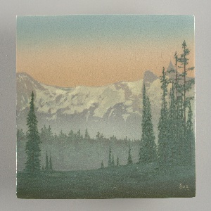 Landscape with Snowcapped Mountains Scenic Plaque, 1918