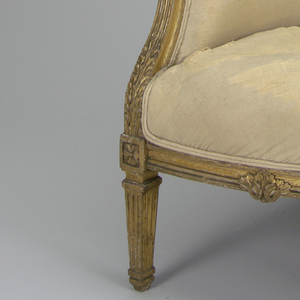 End piece from canape confident or 3-sectioned upholstered sofa Chair, ca. 1780