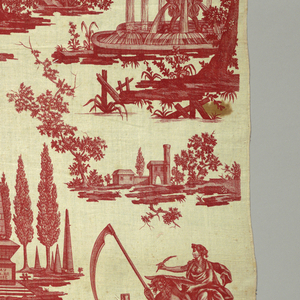 Textile With Chef De Piece, Le Triomphe de Voltaire, ca. 1790