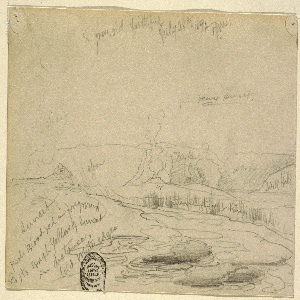 Drawing, View from Old Faithful, Yellowstone Park, July 28, 1892