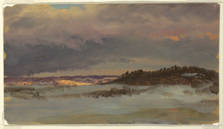 Drawing, Winter Landscape at Sunset, Hudson, New York