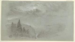Drawing, Moonlight over the Watzmann, Bavaria (Germany)