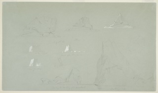 Drawing, Foundering Icebergs near Battle Harbour, Canada, July 7 and 9, 1859