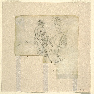Drawing, Side View of a Mounted Officer, 1862
