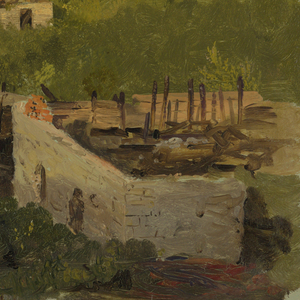 Drawing, Hill with Viaducts and Ruined Mills, Near Catskill, New York, ca. 1865
