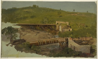 Drawing, Hill with Viaducts and Ruined Mills, Near Catskill, New York