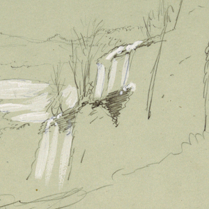 Drawing, Isola Farnese in the Roman Campagna, Italy, May 1869