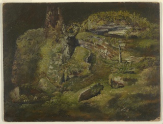 Drawing, Boulder in the Woods