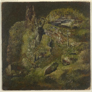 Drawing, Boulder in the woods, ca. 1845
