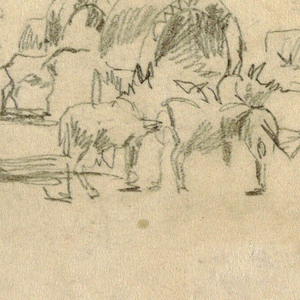 Drawing, Wagon Train in Camp, 1862