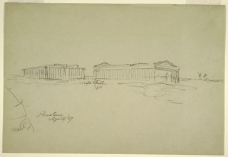 Drawing, Temples of Hera at Paestum, Italy