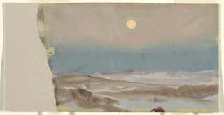 Drawing, Winter Landscape with Full Moon at Twilight
