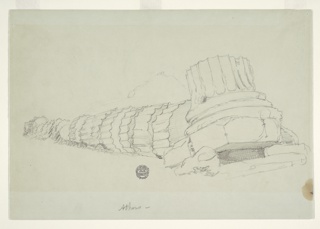 Drawing, Fallen Column at the Temple of Olympian Zeus, Athens, Greece