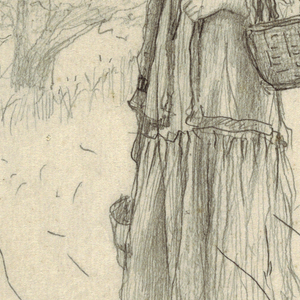 Drawing, Young Woman Walking through a Field, 1879