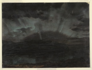 Drawing, Aurora Borealis over Mt. Desert Island, from Bar Harbor, Maine
