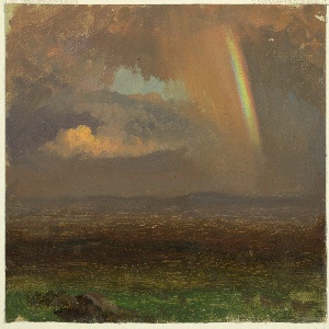 Drawing, Sunset over broad landscape, 1865