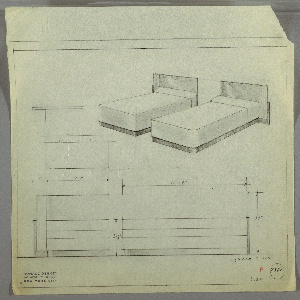 Drawing, Beds, pair, early 20th century