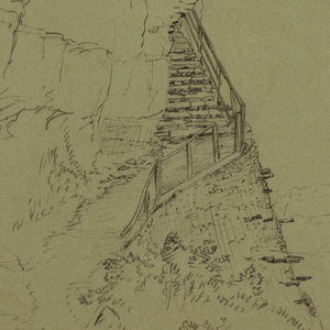 Drawing, Niagara Falls: "Bit of a Stairway at Niagara", July 1856