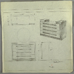 Drawing, Chest of Drawers and Mirr