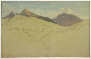 Drawing, The Watzmann and the Hochkalter near Berchtesgaden, Bavaria (Germany)