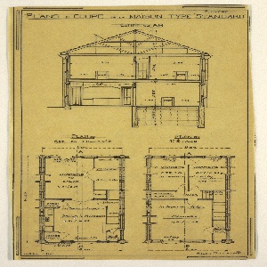 Drawing, Design for a Mass-Operational House Designed by Hector Guimard, Cross Section and Floor Plan, October 1920