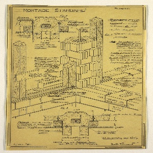 Drawing, Design for a Mass-Operational House Designed by Hector Guimard, Construction Directions for Support Column, October 1920