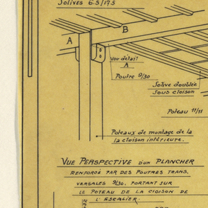 Drawing, Design for a Mass-Operational House Designed by Hector Guimard, detailing the construction of wooden support columns., October 1920