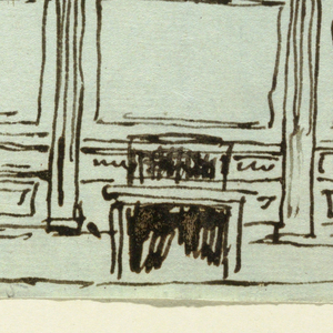 Drawing, A Fireplace Wall and Two Alternative Ceiling Schemes, ca. 1820
