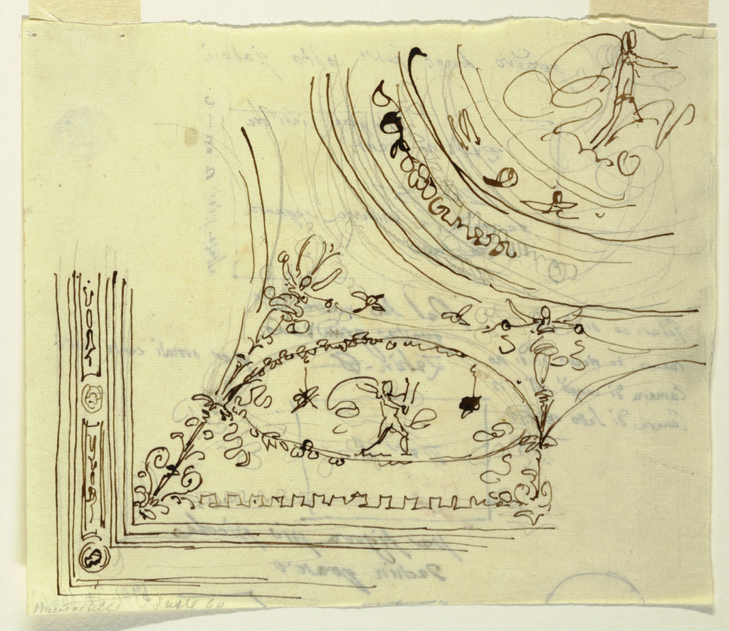 Drawing, Design for One Quarter of a Ceiling with a Central Circular Decoration