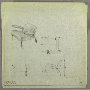 Drawing, Armchair: Metal, Upholstered