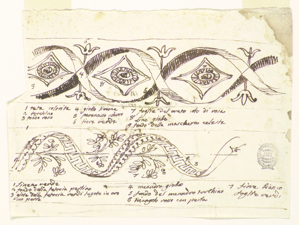 Drawing, Recto: Two Friezes with Flowers Verso: Sketch for a Decorative Painting