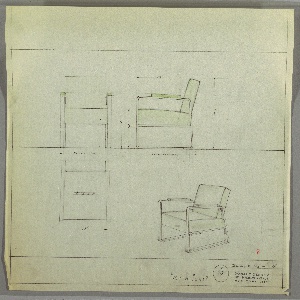 Drawing, Armchair, Metal, Upholste
