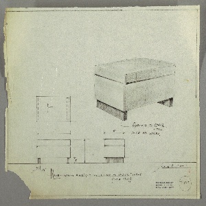 Drawing, Stool, Wood, Upholstered