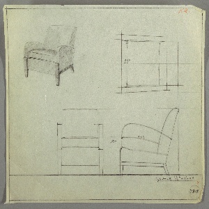 Drawing, Armchair, Wood, Upholster