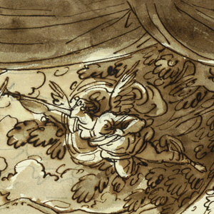 Drawing, Design for Stage Curtain: Apollo and Marsyas, Palazzo Conti-Sinibaldi, Faenza, 1800–1801