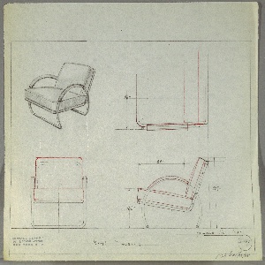 Drawing, Armchair: Metal, Upholstered, 1935