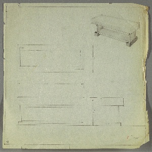Drawing, Bench: Wood, Upholstered, early 20th century
