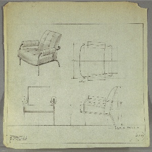Drawing, Armchair: Metal, Upholstered
