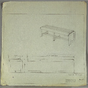 Drawing, Bench: Wood, Slatted, early 20th century