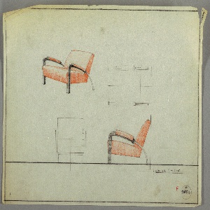 Drawing, Armchair, Rattan, Metal,