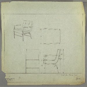 Drawing, Armchair: Upholstered Metal