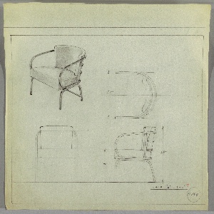 Drawing, Armchair: Metal, Upholstered