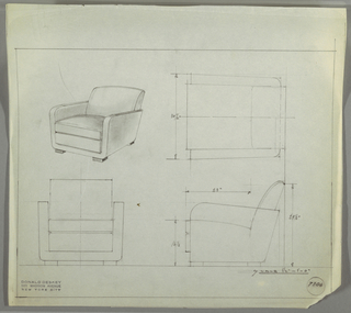 Drawing, Armchair, Wood, Upholstered