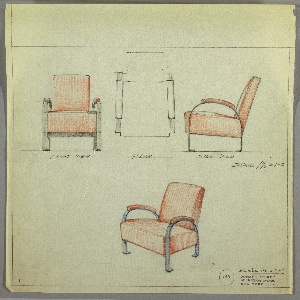 Drawing, Armchair: Metal, Upholstered
