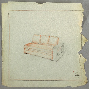 Drawing, Sofa and Bookshelf