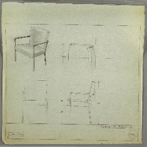 Drawing, Armchair: Metal, Upholstered