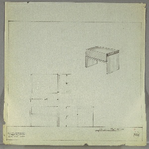 Drawing, Stool: Wood, Upholstered, early 20th century