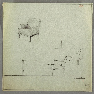 Drawing, Armchair, Wood, Upholster