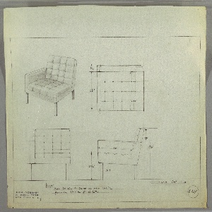 Drawing, Armchair: Modular, Upholstered